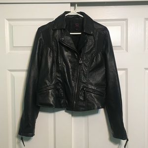 Black Pleather Fake Leather Jacket